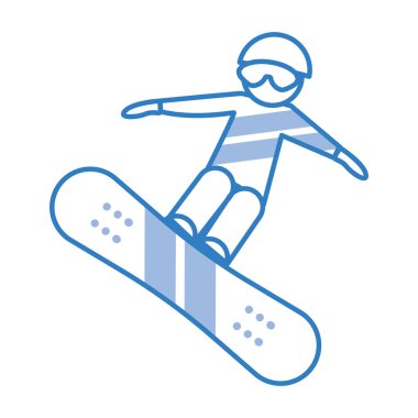 Snowboard eylem simgesi. Vektör illüstrasyonu