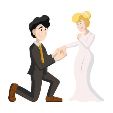 Gelin ve damat birlikte. Vektör illüstrasyonu