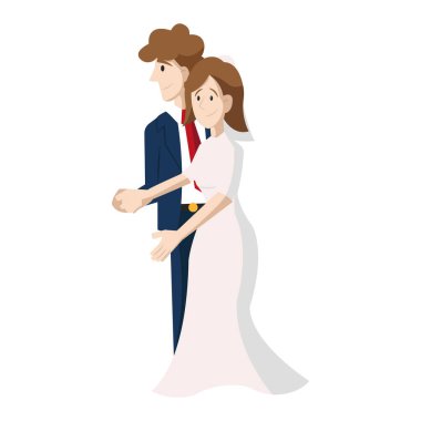 Gelin ve damat birlikte. Vektör illüstrasyonu
