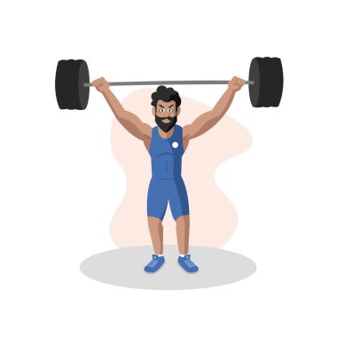 Ağırlık kaldıran ağırlık kaldırır. Vektör illüstrasyonu