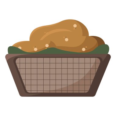 İçinde ekmek parçaları olan sepet. Vektör illüstrasyonu