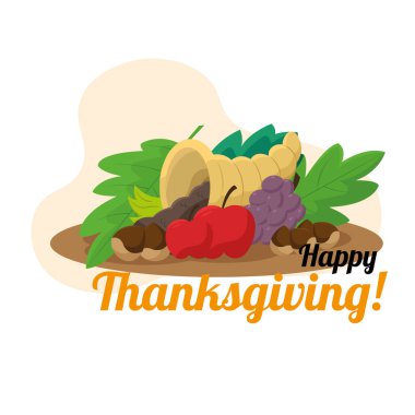 Şükran Günü yemeği tabağı. Vektör illüstrasyonu