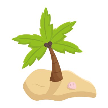 Sahildeki palmiye ağacı. Vektör illüstrasyonu