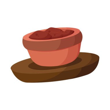 Fasulyeli kil kase. Vektör illüstrasyonu