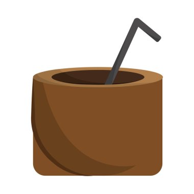 Saman ile hindistan cevizi içeceği. Vektör illüstrasyonu