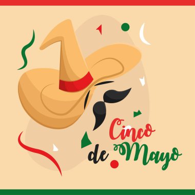 Sombrero ve konfeti sanatı. Vektör illüstrasyonu