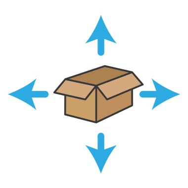Dört oklu kutuyu aç. Vektör illüstrasyonu