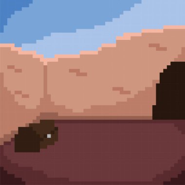 Taş duvarlı mağara yolu. Vektör illüstrasyonu