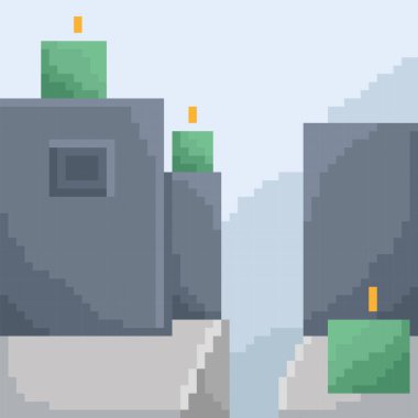 Yeşil mumlu gri bloklar. Vektör illüstrasyonu