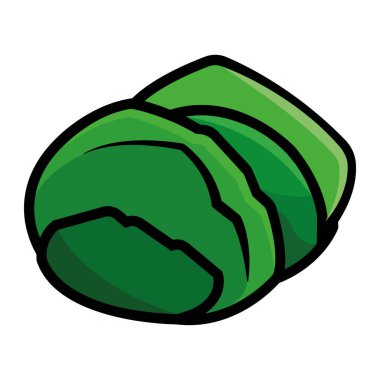 Yeşil Lahana Çizgi Film Simgesi. Vektör illüstrasyonu