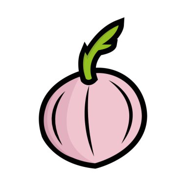 Çizgi film Pembe Soğan Simgesi. Vektör illüstrasyonu