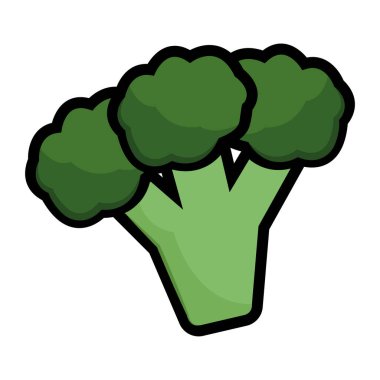 Brokoli Yassı Çizgi Film Simgesi. Vektör illüstrasyonu