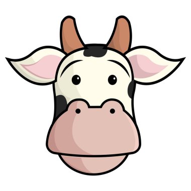 Şirin inek suratlı çizgi film. Vektör illüstrasyonu