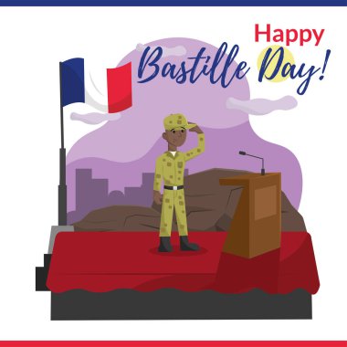 Asker, Bastille podyumunda. Vektör illüstrasyonu