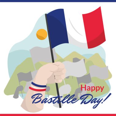 El sallayan Fransız bayrağı. Vektör illüstrasyonu