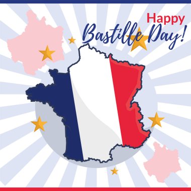 Bayrak renkleriyle Fransa haritası. Vektör illüstrasyonu