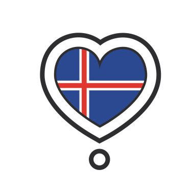 İzlanda bayrağı taşıyan kalp şeklinde. Vektör illüstrasyonu