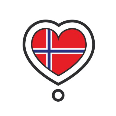 Norveç bayrağı taşıyan kalp şeklinde. Vektör illüstrasyonu