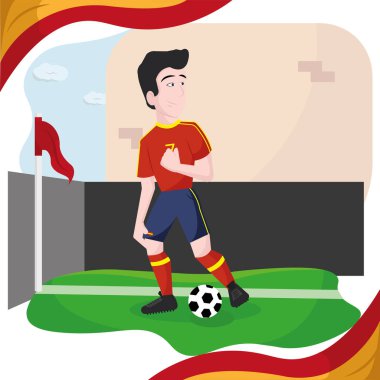İspanyol takımında futbolcu. Vektör illüstrasyonu