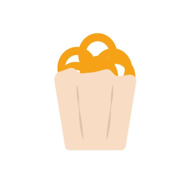 Soğan halkalı kağıt torba. Vektör illüstrasyonu