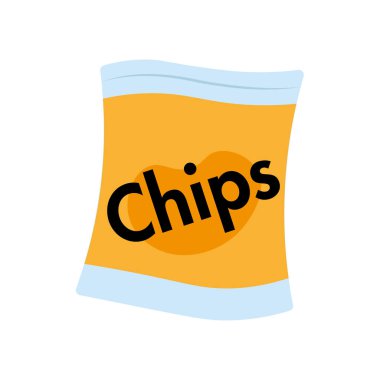 Sarı cips torbası. Vektör illüstrasyonu