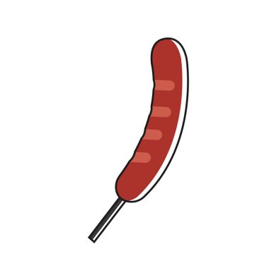 Şişte ızgara sosis. Vektör illüstrasyonu