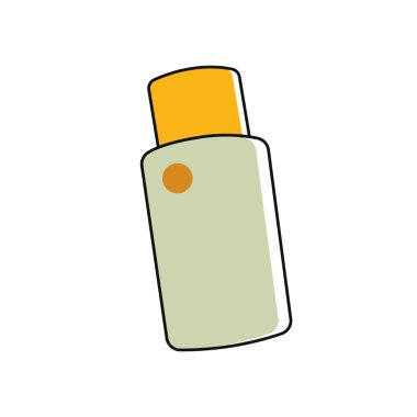 Sarı başlıklı sprey şişesi. Vektör illüstrasyonu