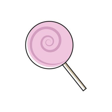 Pembe spiral lolipop. Vektör illüstrasyonu