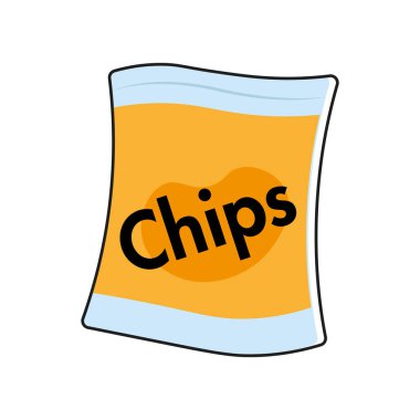 Sarı cips torbası. Vektör illüstrasyonu