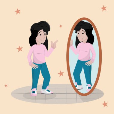 Kendini doğrulama anı. Vektör illüstrasyonu