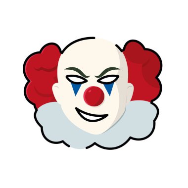 İzole palyaço ikonu cadılar bayramı karikatürü çizimi