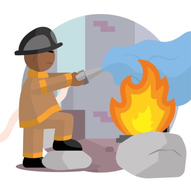 Ayrı itfaiyecilik mesleği. Çizgi film çizimleri.