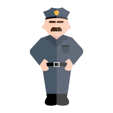 İzole polis beyaz meslekler çizgi film illüstrasyonu