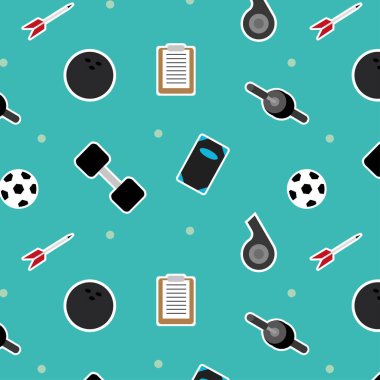 Karışık spor sembolleri deseni. Vektör illüstrasyonu