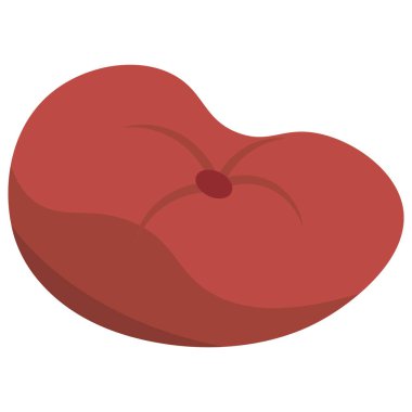 Merkezi düğmeli kırmızı yastık. Vektör illüstrasyonu