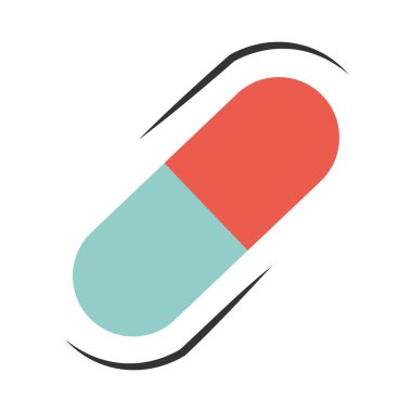 Kırmızı mavi kapsül simgesi. Vektör illüstrasyonu