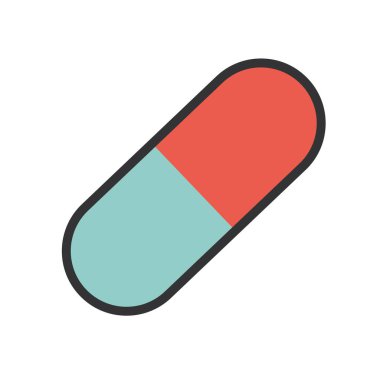 Kırmızı mavi kapsül simgesi. Vektör illüstrasyonu