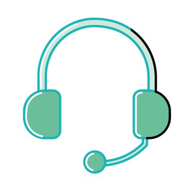 Mikrofonlu yeşil kulaklık. Vektör illüstrasyonu