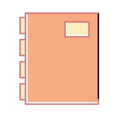 Sekmeli turuncu defter simgesi. Vektör illüstrasyonu