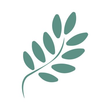 Tek yeşil dalgalı yaprak şekli. Vektör illüstrasyonu