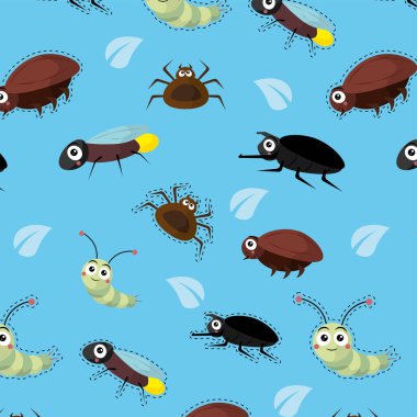 Sevimli böcek çizgi film deseni. Vektör illüstrasyonu