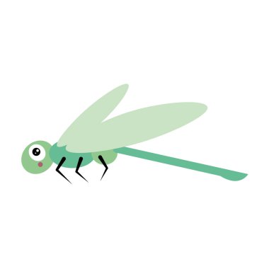 Yeşil çizgi film yusufçuk sineği. Vektör illüstrasyonu