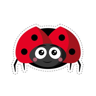 Sevimli çizgi film uğurböceği sanatı. Vektör illüstrasyonu