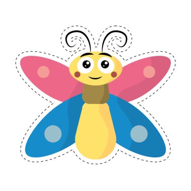 Renkli çizgi film kelebeği. Vektör illüstrasyonu