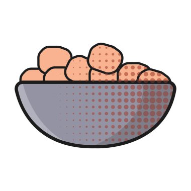 Köfteli kase. Vektör illüstrasyonu