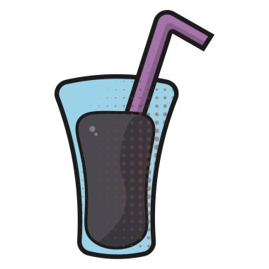 Soda pipetli bardak. Vektör illüstrasyonu