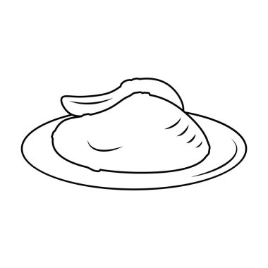 Ana hatlarıyla ızgara et porsiyonu. Vektör illüstrasyonu