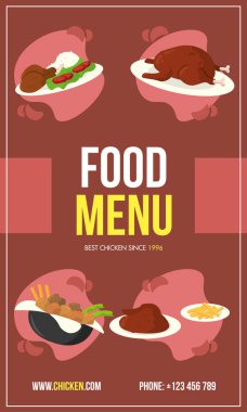 Düz yemek menüsü kapağı. Vektör illüstrasyonu