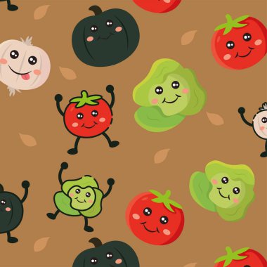 Komik sebze çizgi filmi karışımı. Vektör illüstrasyonu