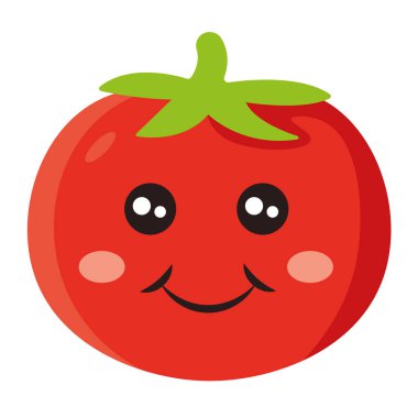 Gülen domates çizgi filmi. Vektör illüstrasyonu